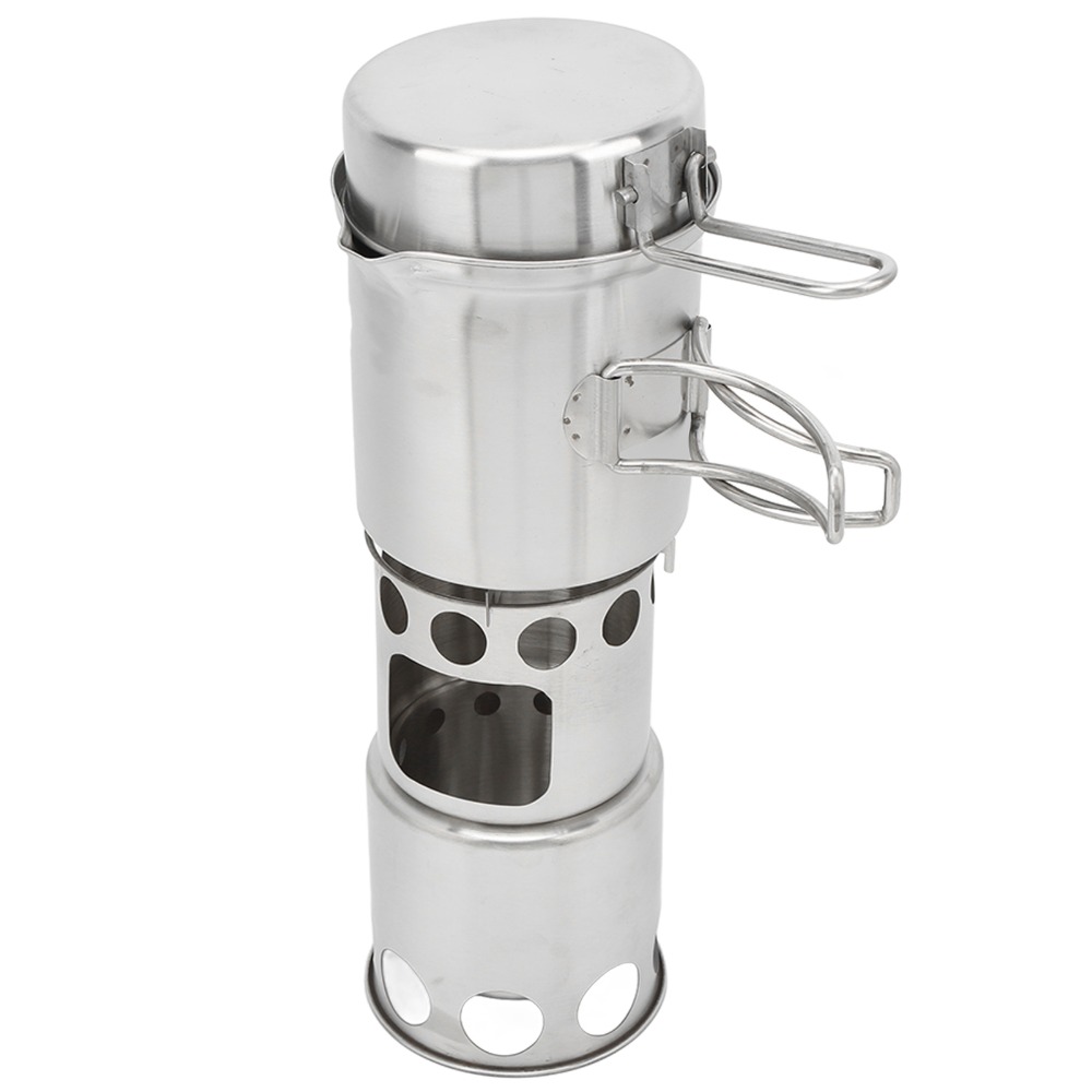 Camping Cooking Mesh - ステンレス鋼キャンプ調理器具セットノンスリップサポートメッシュポーチ付きポータブルキャンプストーブキャンプポットセットアウトドアクッキング