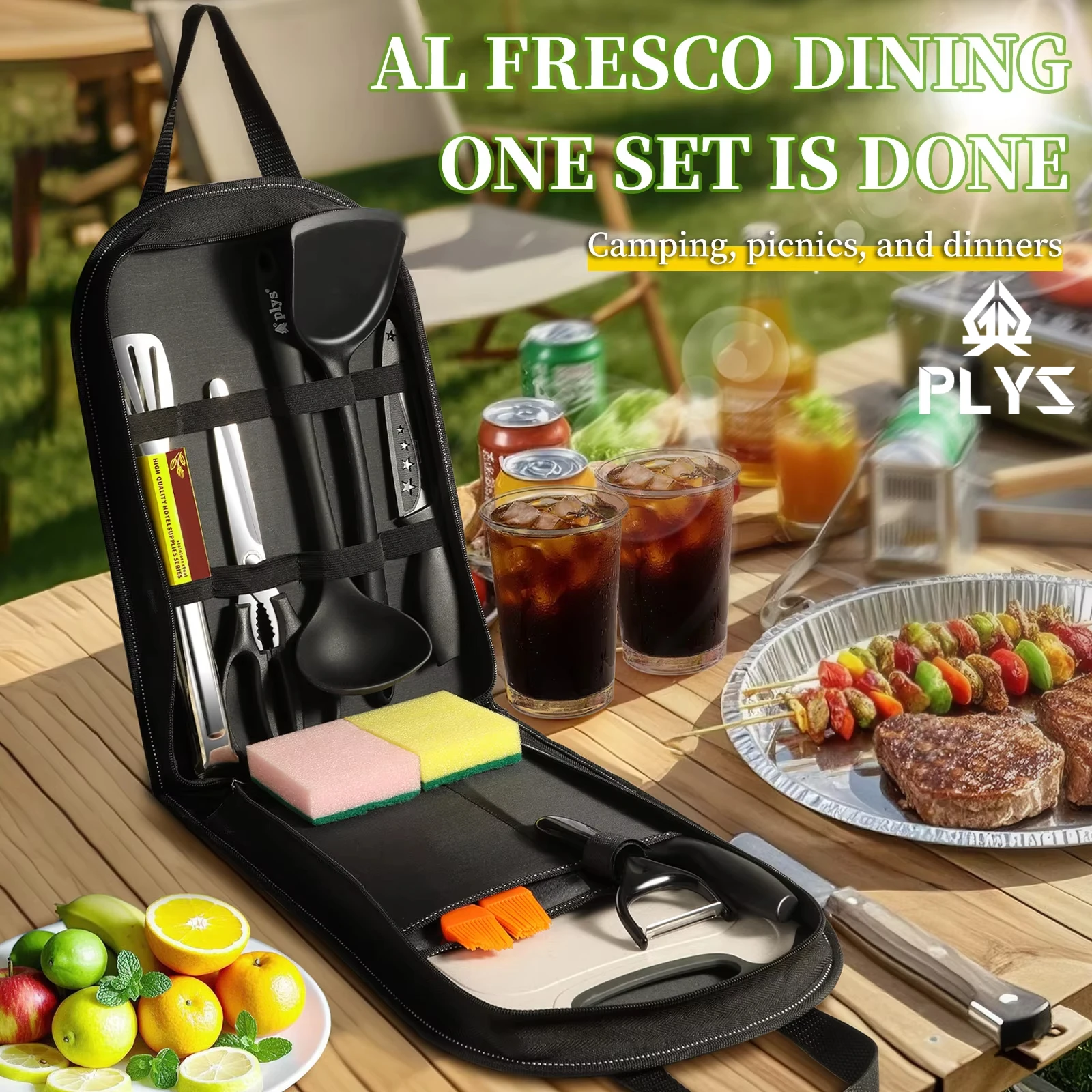 Camping Cooking And Dining Set - ポータブルアウトドア用品 10 個セット アウトドア バーベキュー キャンプ