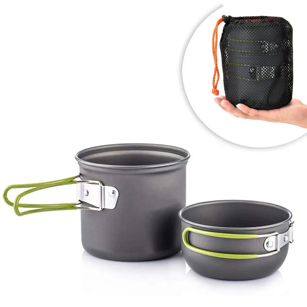 Camping Cooking Gear Set - キャンプ調理器具混乱キット超軽量キャンプポットセット屋外調理食器ハイキングトレッキングピクニック釣り登山