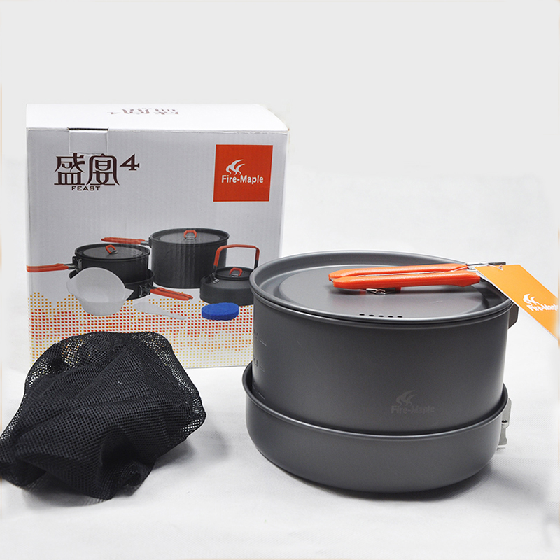 Camping Cooking Set 2 Person - ファイヤーメープル 4-5人用調理器具セット、2ポットフライパンティーポット、アウトドアキャンプハイキングピクニッククッキングセット、ポットキットフィースト4