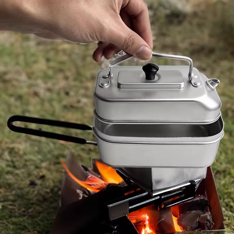 Mess Kit Titanium - 超軽量ポータブルピクニックケトル、キャンプティーポット、コーヒーポット、汚れ、屋外調理、釣り、ハイキングキャンプ、キッチン、観光、ケトル