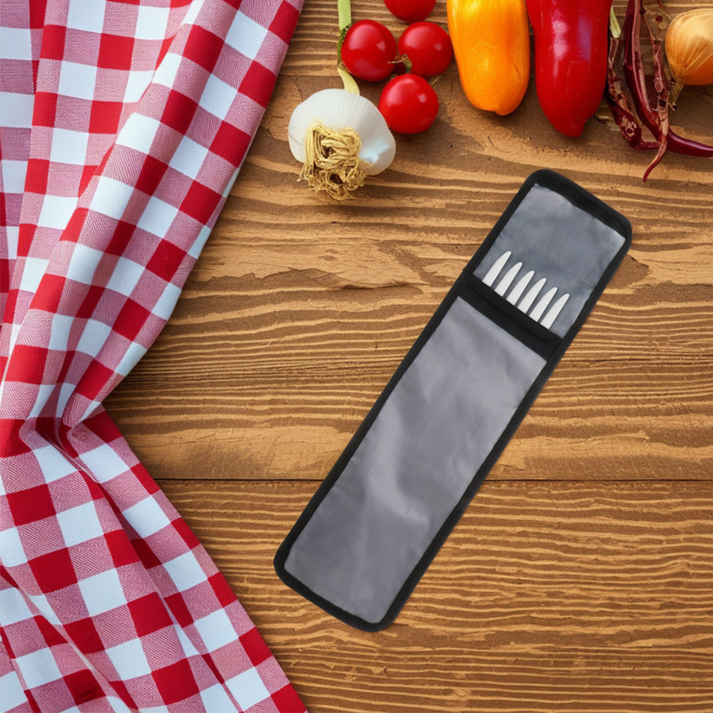 Camping Cooking Utensil Organizer - 厚みのあるオックスフォードバーベキュー串収納バッグ 181 インチグリル用品収納フラットケース調理器具オーガナイザー屋外キャンプピクニック