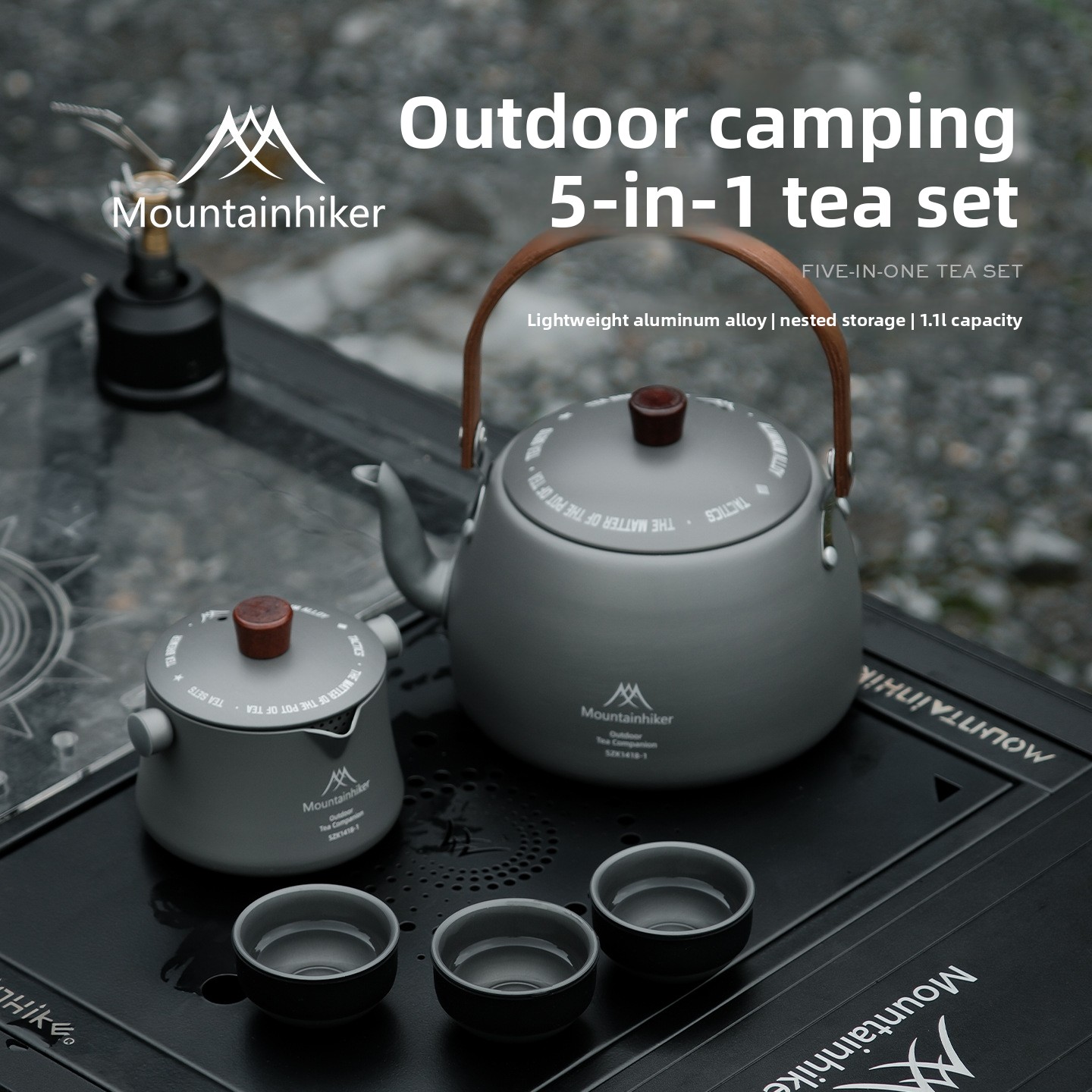 Camping Cooking Set 2 Person - マウンテンハイカー アウトドア ポータブル トラベルティーセット 5 in