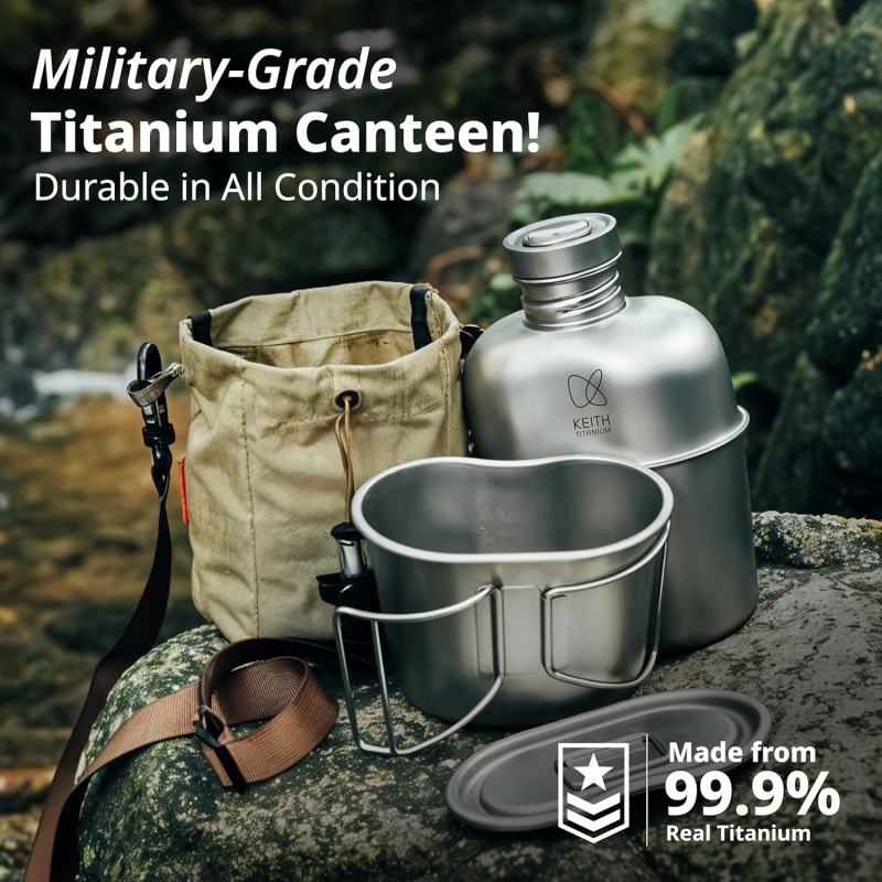 Mess Kit Titanium - Keith 純チタン Titanium Ti3060 キャンティーンメスキット 超軽量キャリーポーチ