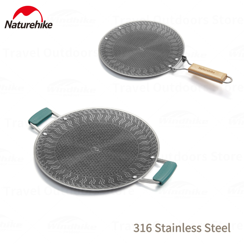 Camping Cooking Set 2 Person - Naturehike キャンプグリルパン ステンレス鋼 厚底 ハニカムプレートデザイン アウトドア