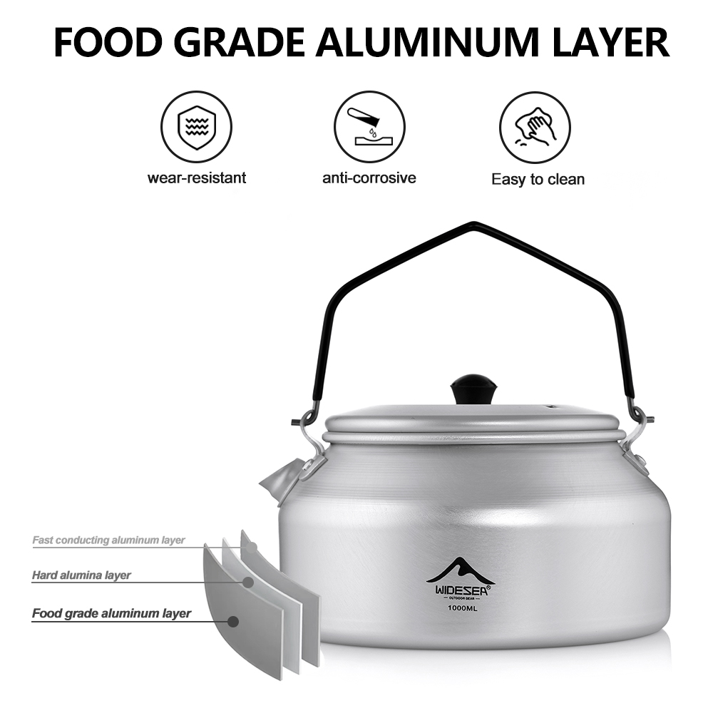 Camping Cooking Set 2 Person - ワイドシー キャンプ アウトドア 1L ケトル 純アルミニウム