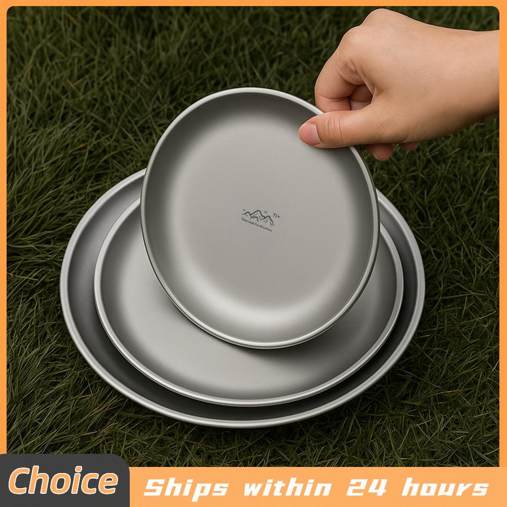 Mess Kit Titanium - ポータブルチタン精製ステンレス鋼プレート 304 素材軽量 99% 抗菌性屋外ピクニック家庭用食器用