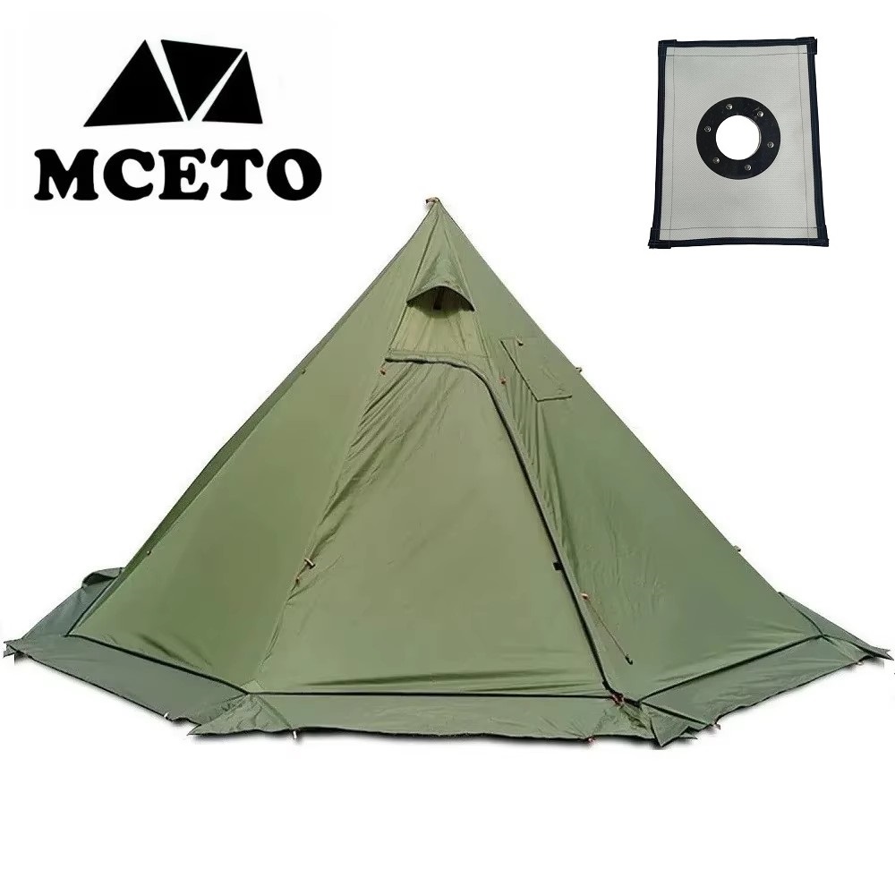 Camping Cooking Tent - 新しいピラミッドテントスノースカート付き超軽量屋外キャンプティーピー煙突穴付き調理旅行バックパッキングテント
