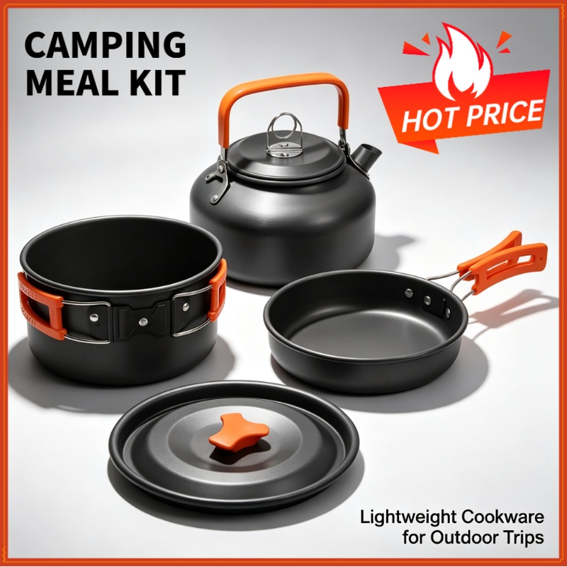 Camping Cooking Mesh - キャンプクッキングセット キャンプ調理器具 旅行用食器 アウトドアピクニックセット ティーポット 2～3人用