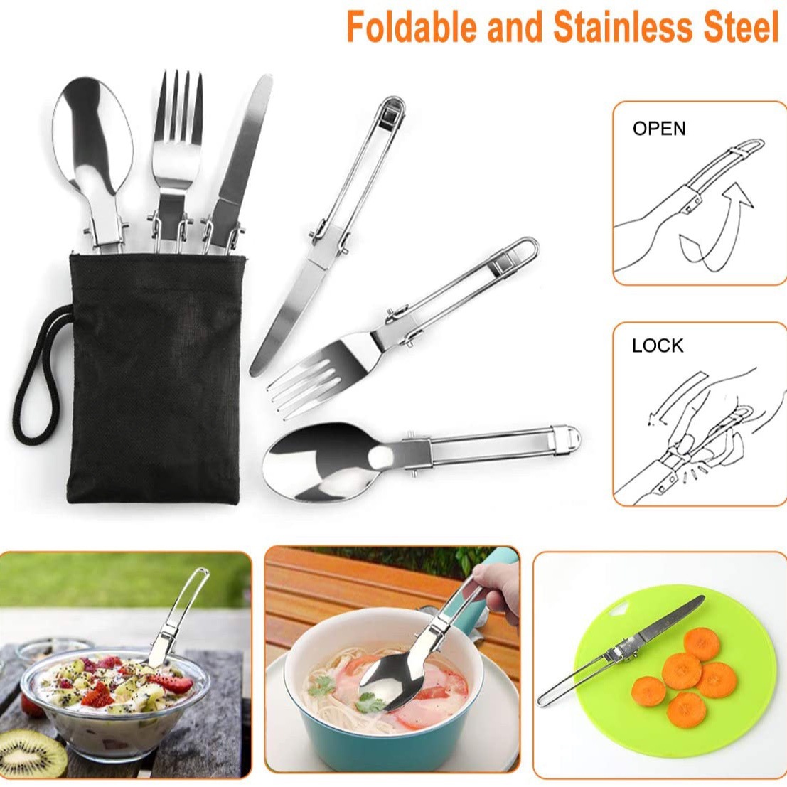 アウトドアキャンプクックセット（ケトル付き）、304ステンレ - Camping Cooking Gear Set のレビューと価格