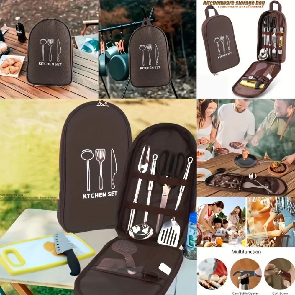 ポータブルアウトドアクックバッグ キャンプ収納バッグ ポータ - Camping Cooking Utensil Organizer のレビューと価格