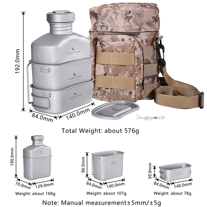 無限航海屋外軍事水筒ボトルキャンプハイキング水カップチタン調 - Mess Kit Titanium のレビューと価格