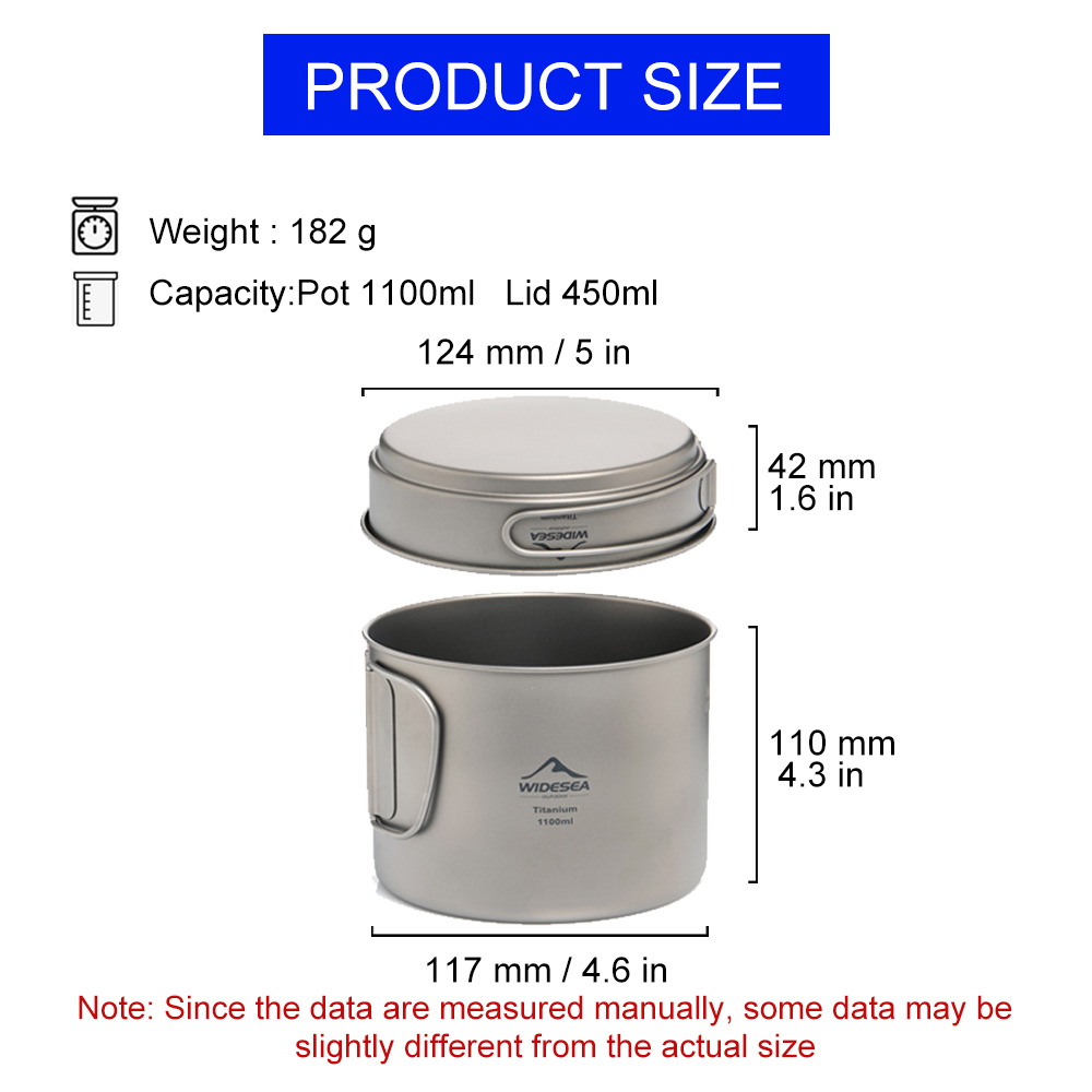 Widesea 超軽量チタンキャンプポット 1100ml 折 - Mess Kit Titanium のレビューと価格