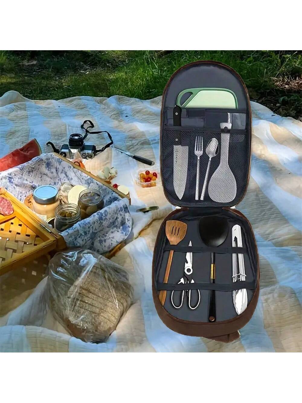 アウトドアキャンプ調理器具収納袋調理器具オーガナイザーキッチ - Camping Cooking Utensil Organizer のレビューと価格