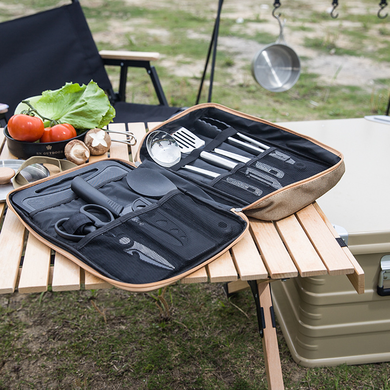 8 個キャンプキッチン調理器具セットポータブルバッグアウトド - Camping Cooking Utensil Organizer のレビューと価格