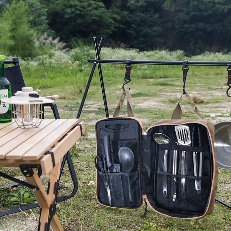 8 個キャンプキッチン調理器具セットポータブルバッグアウトド - Camping Cooking Utensil Organizer のレビューと価格