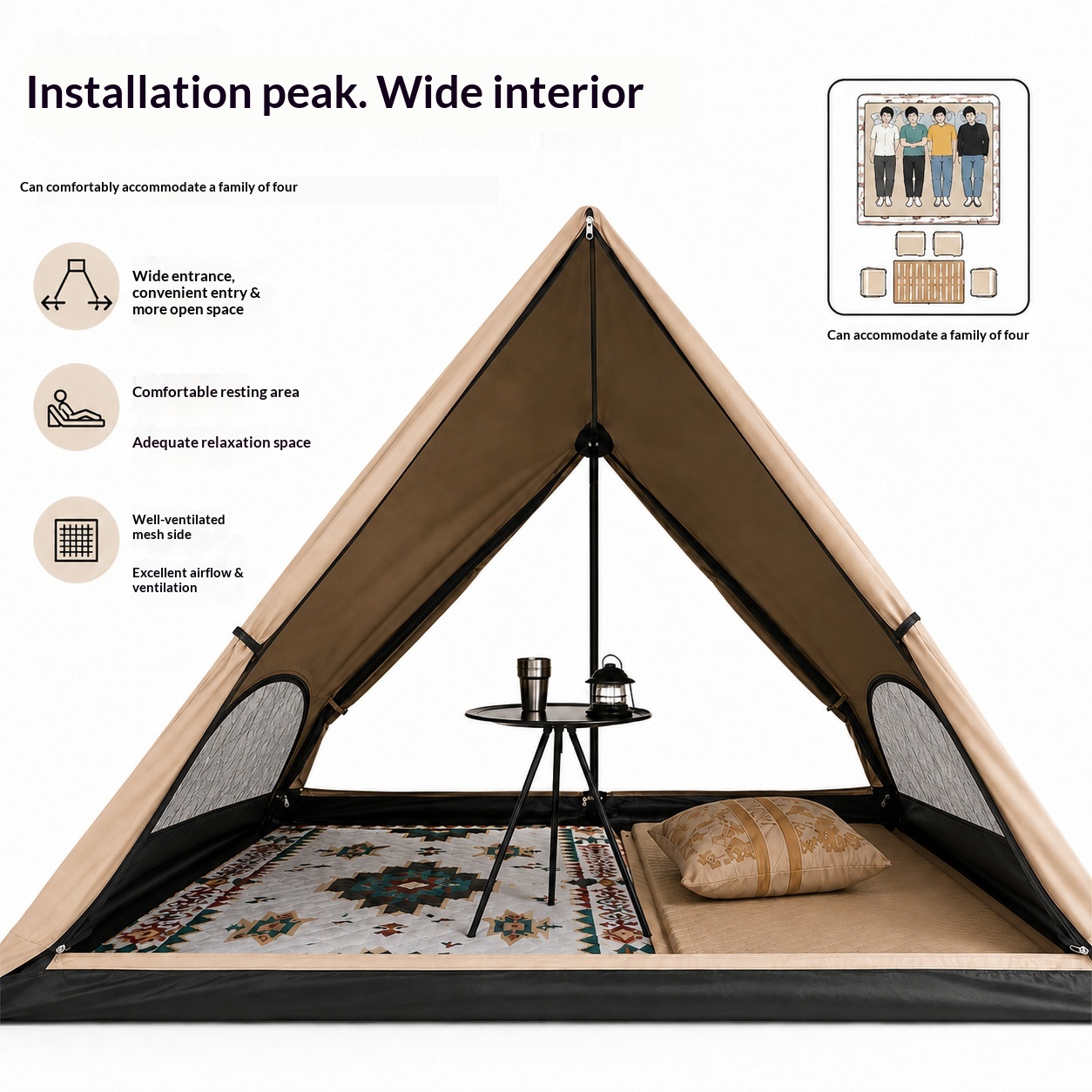 自動三角テント、わずか3秒で設営できるアウトドアキャンプテン - Camping Cooking Tent のレビューと価格