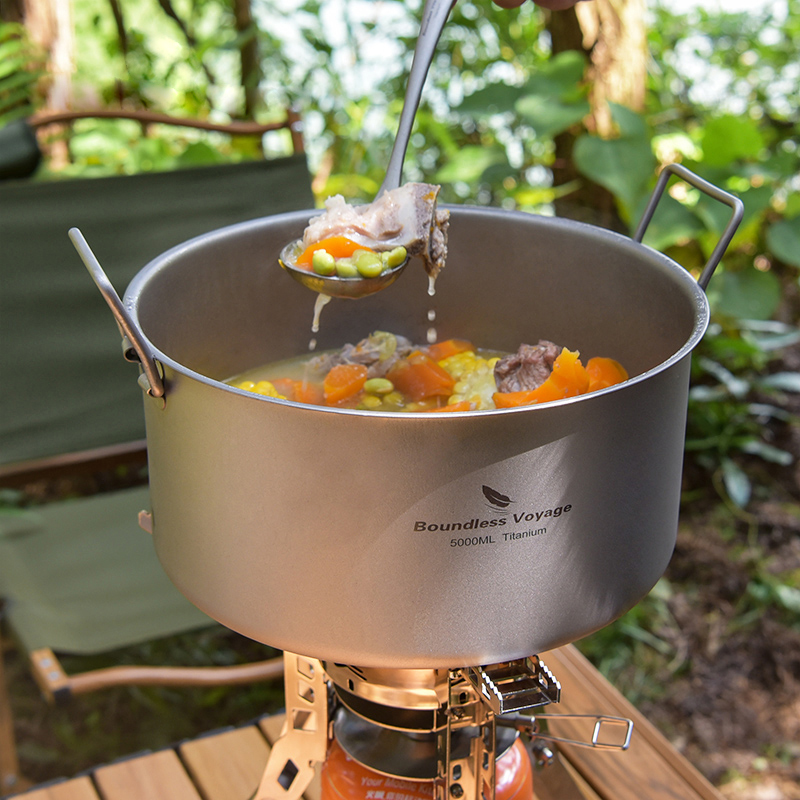 寝袋のない方-ポータブルチタンポット、大容量、屋外、ハイキン - Mess Kit Titanium のレビューと価格