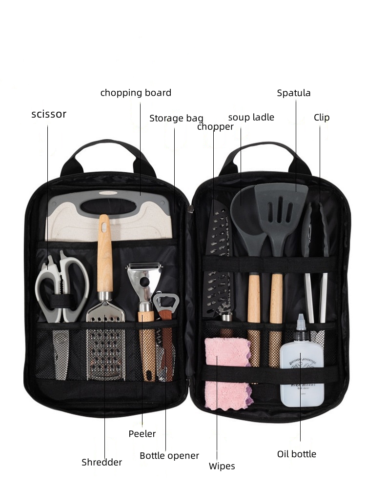 キャンプ用調理器具アクセサリーセット、12個入りポータブル調 - Camping Cooking Utensil Organizer のレビューと価格