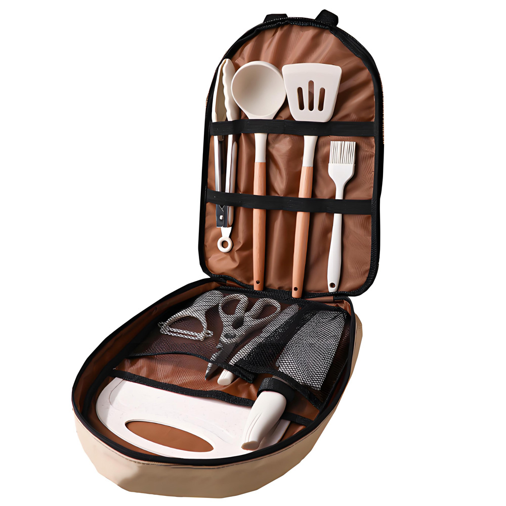 10点セット ポータブルキャンプ用調理器具セット、シリコン製 - Camping Cooking And Dining Set のレビューと価格