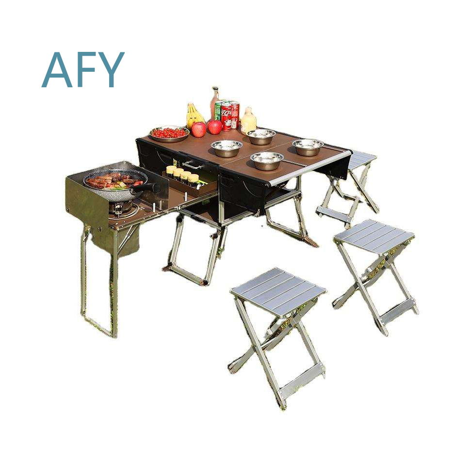 ポータブル折りたたみ式フードトレーラー、屋外調理グリル、ダイ - Camping Cooking And Dining Set のレビューと価格