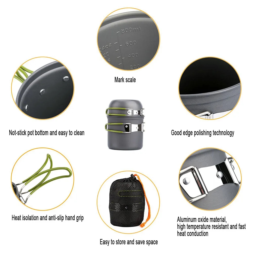 キャンプ調理器具混乱キット超軽量キャンプポットセット屋外調理 - Camping Cooking Gear Set のレビューと価格