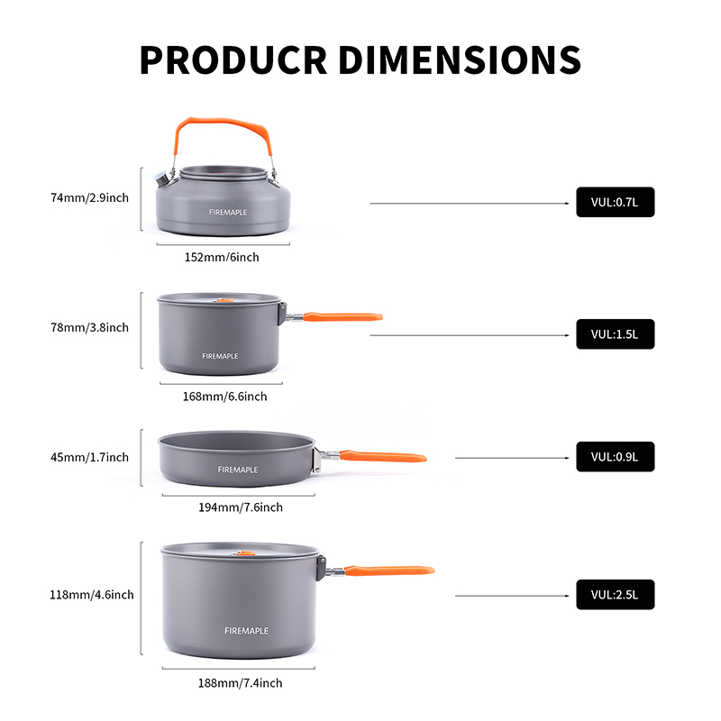 ファイヤーメープル 4-5人用調理器具セット、2ポットフライ - Camping Cooking Set 2 Person のレビューと価格