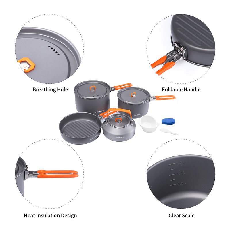 ファイヤーメープル 4-5人用調理器具セット、2ポットフライ - Camping Cooking Set 2 Person のレビューと価格