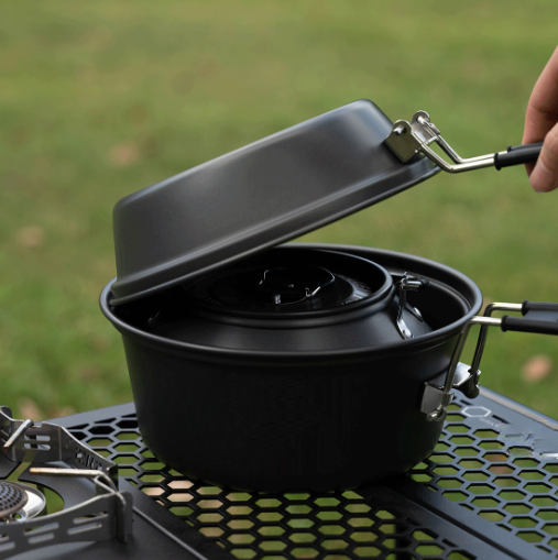 軽量アルミ合金キャンプ調理器具セット 3 ピースポットパンケ - Camping Cooking Gear Set のレビューと価格