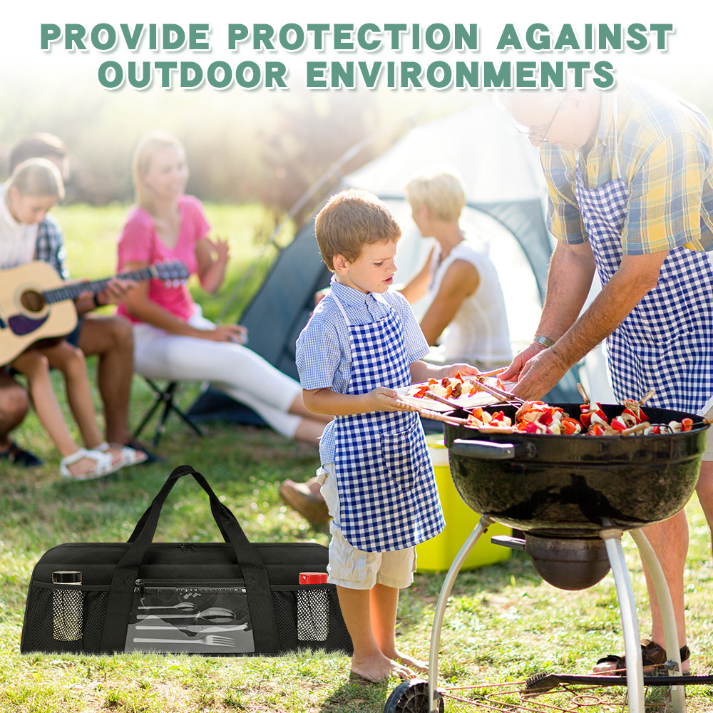 耐久性のあるバーベキュー用具収納バッグ、ポータブルグリルツー - Camping Cooking Utensil Organizer のレビューと価格