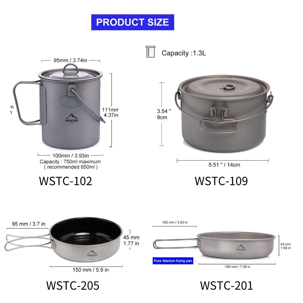 キャンプ用食器チタン調理器具セット観光大釜屋外調理鍋フライパ - Camping Cooking Gear Set のレビューと価格