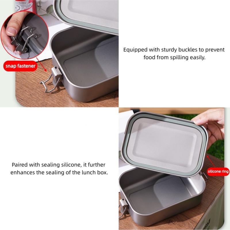 チタン製ランチボックス 蓋と折りたたみハンドル付き 漏れ防止 - Mess Kit Titanium のレビューと価格