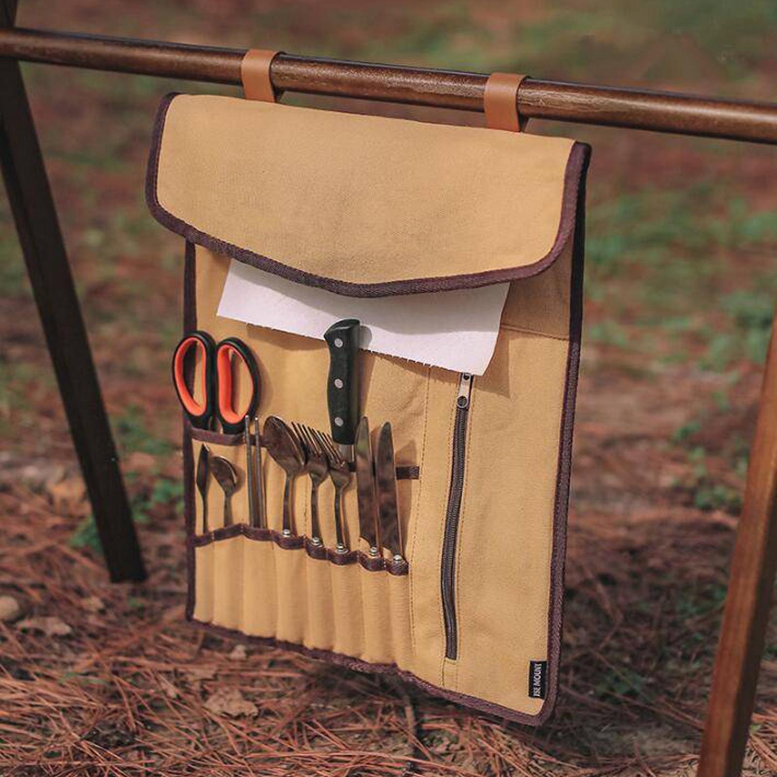 ポータブルキャンプ用品ロールアップバッグ食器オーガナイザー収 - Camping Cooking Utensil Organizer のレビューと価格