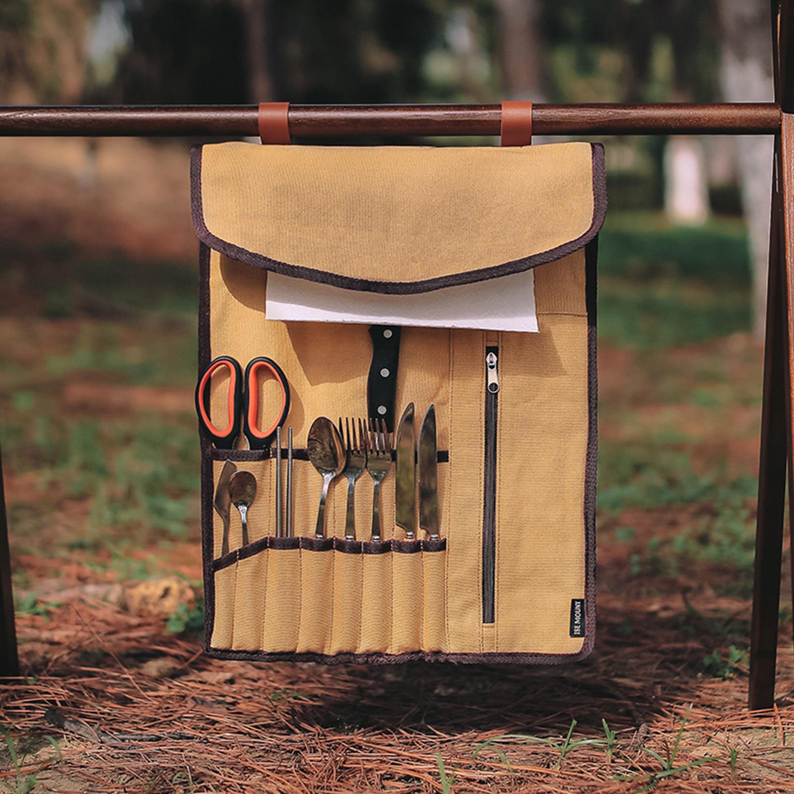 ポータブルキャンプ用品ロールアップバッグ食器オーガナイザー収 - Camping Cooking Utensil Organizer のレビューと価格