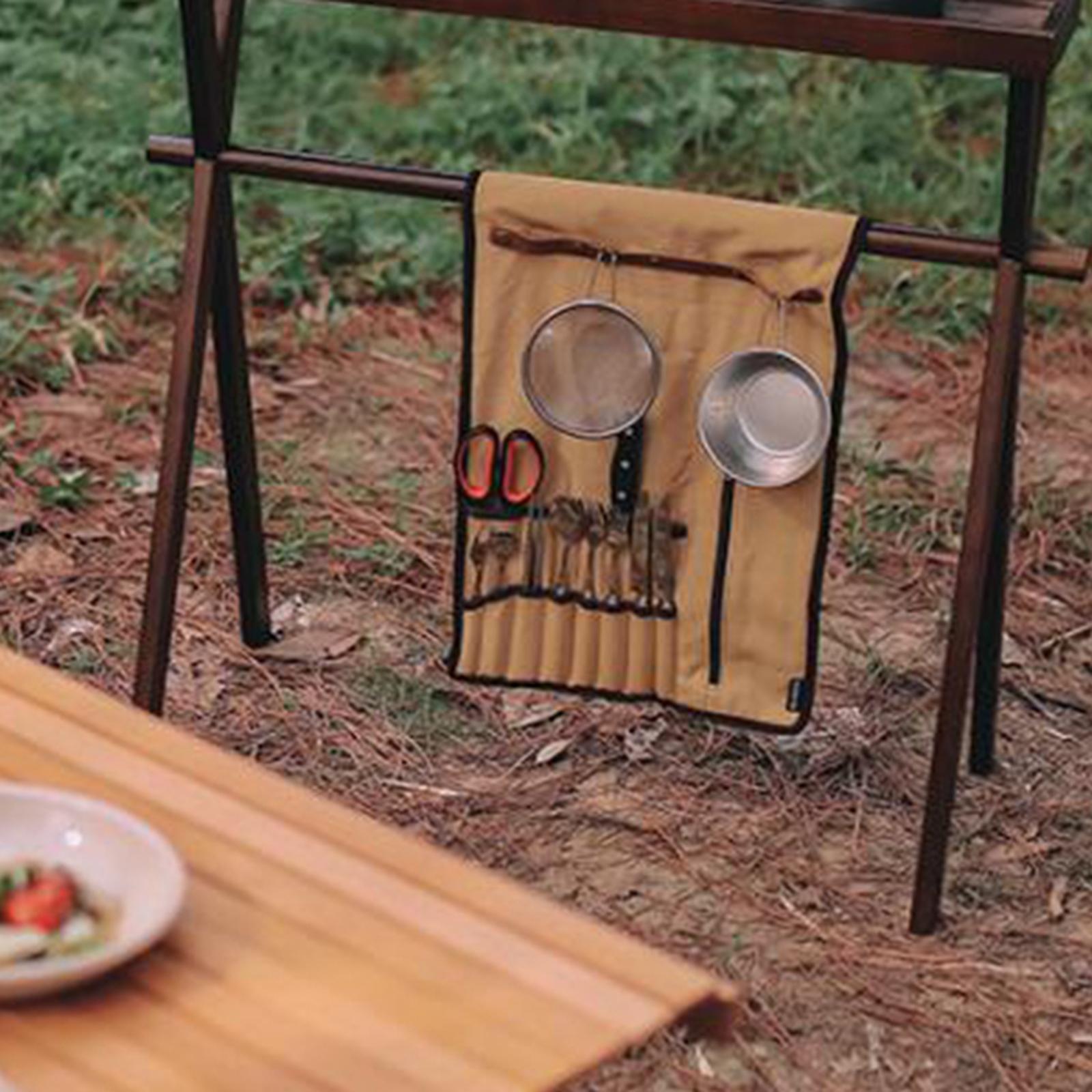 ポータブルキャンプ用品ロールアップバッグ食器オーガナイザー収 - Camping Cooking Utensil Organizer のレビューと価格