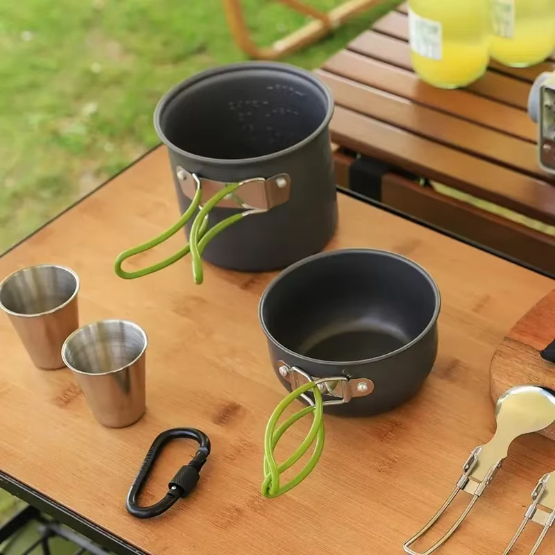 屋外ハイキングピクニック調理器具キット硬質アルミニウム合金調 - Camping Cooking Gear Set のレビューと価格