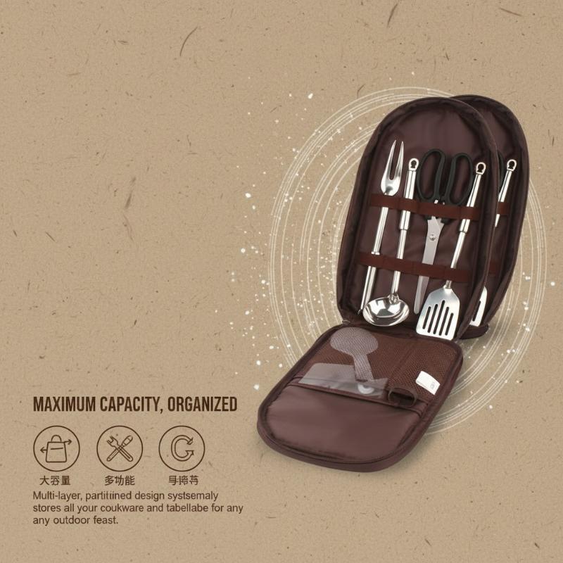 アウトドアクッキングバッグ キャンプ用収納バッグ ポータブル - Camping Cooking Utensil Organizer のレビューと価格
