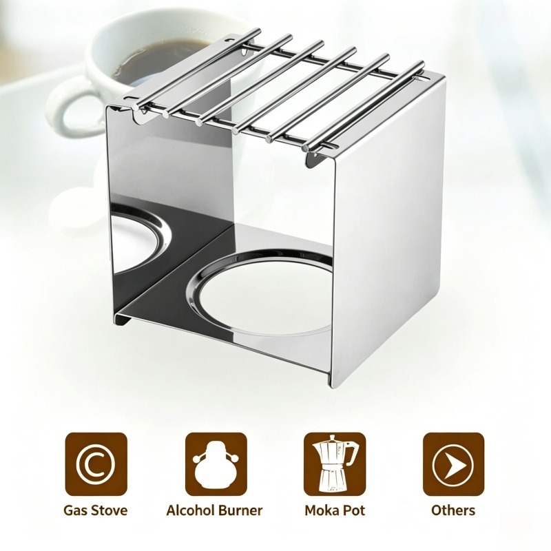 ステンレス製の正方形コーヒーストーブスタンド、モカポットやア - Camping Cooking Accessories のレビューと価格