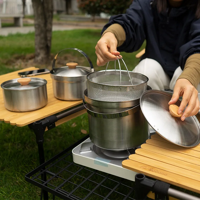 2026 新しい屋外ステンレス鋼ポットセットキャンプファミリ - Camping Cooking Mesh のレビューと価格