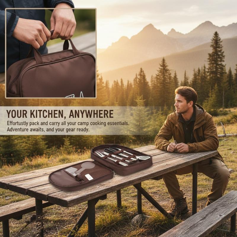 アウトドアクッキングバッグ キャンプ用収納バッグ ポータブル - Camping Cooking Utensil Organizer のレビューと価格
