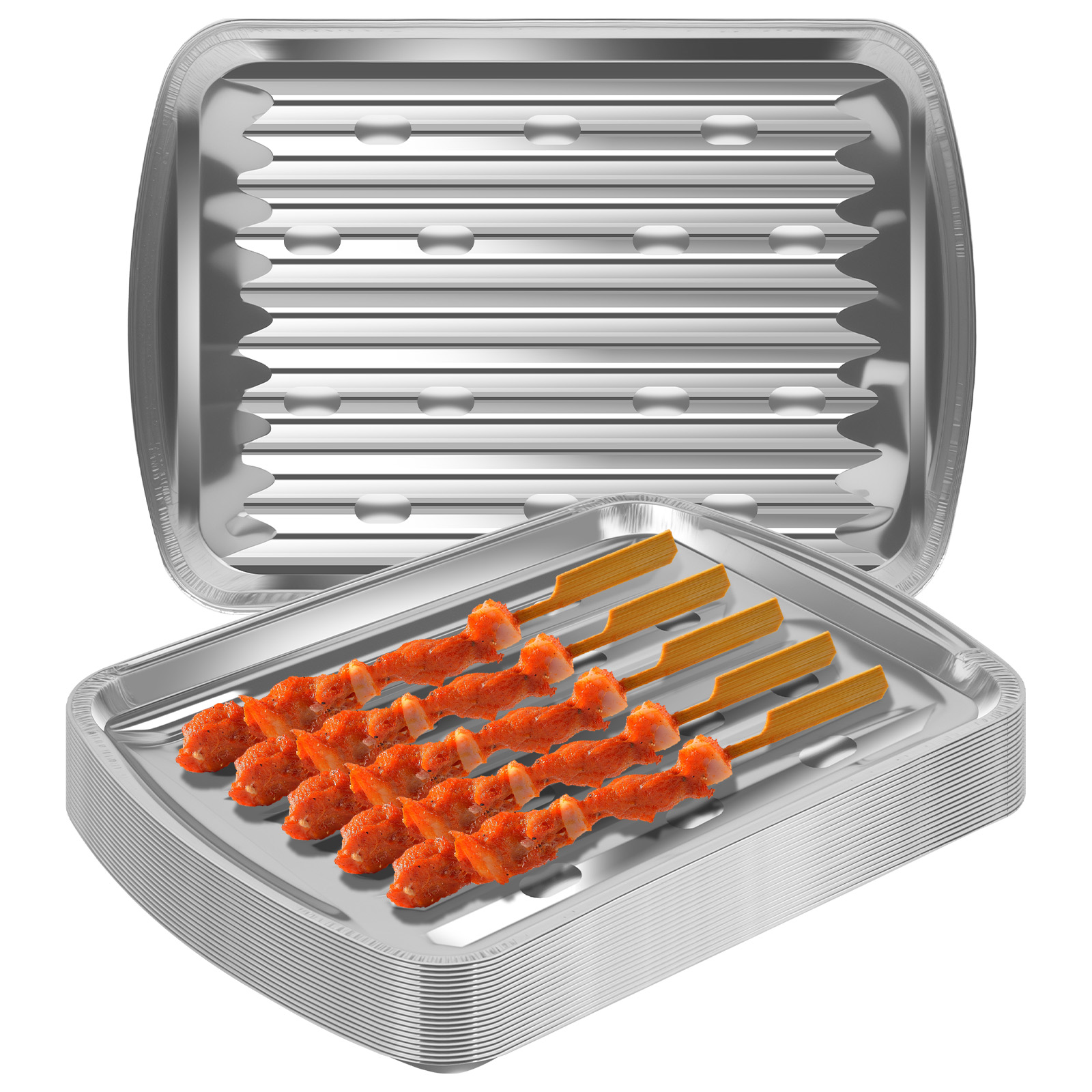 アルミホイルトレイ ノンスティックベーキングパン 食品グレー - Camping Cooking Kitchen のレビューと価格