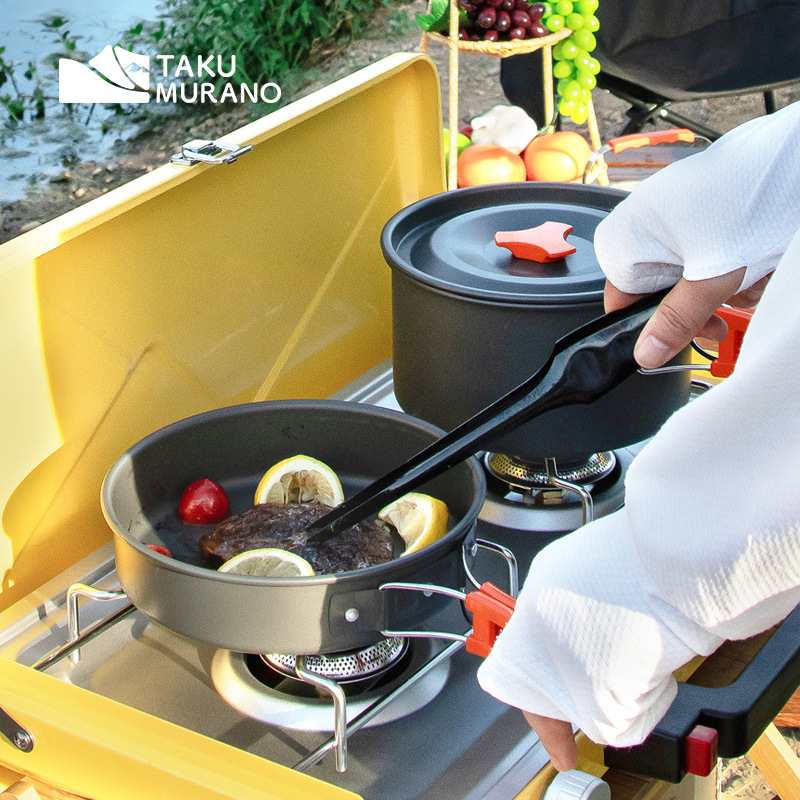 キャンプ調理器具セットアウトドアクッキング超軽量アルミポット - Camping Cooking Gear Set のレビューと価格