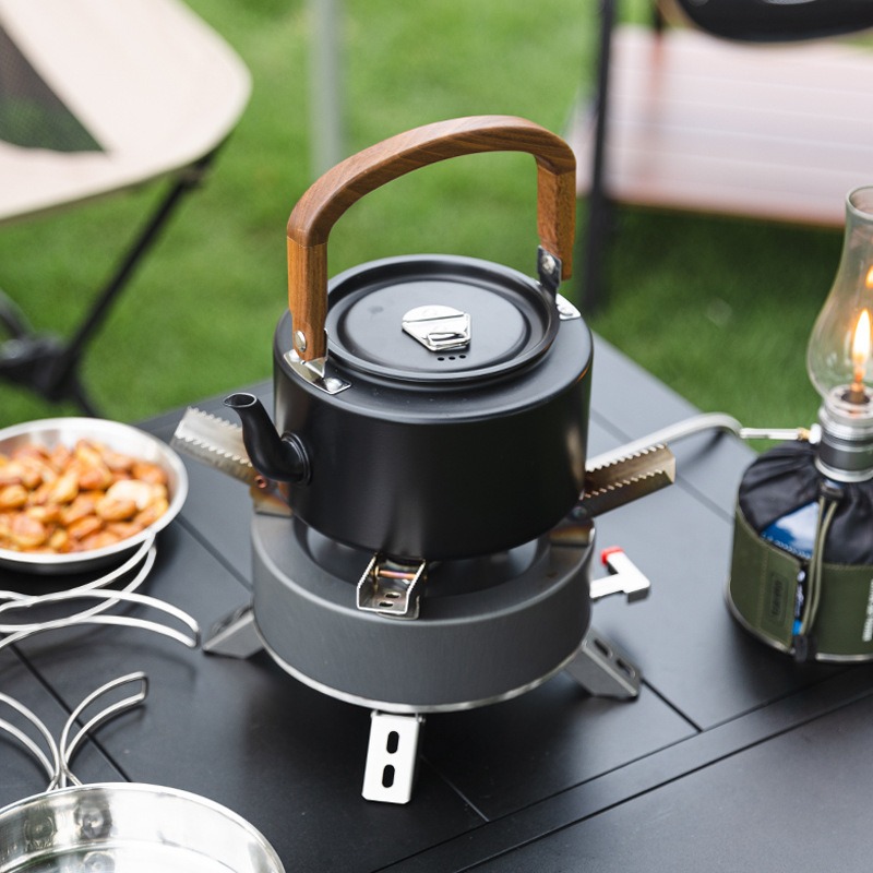 1.2L 軽量アルミニウム合金キャンプケトル 木製ハンドル付 - Camping Cooking Mesh のレビューと価格