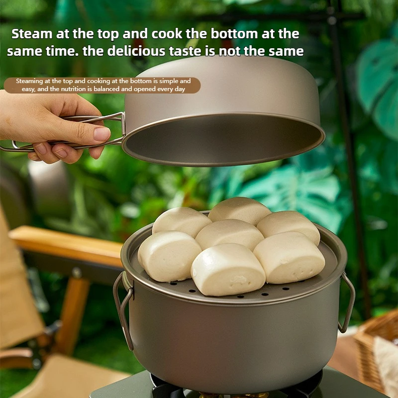 チタンアウトドアポットセットピクニックキャンプセット食器折り - Camping Cooking Mesh のレビューと価格
