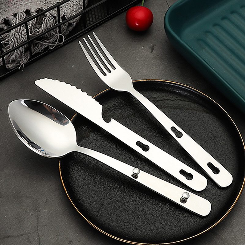 3 ピース/セットポータブルキャンプ調理食器ステンレス鋼食器 - Camping Cooking And Dining Set のレビューと価格